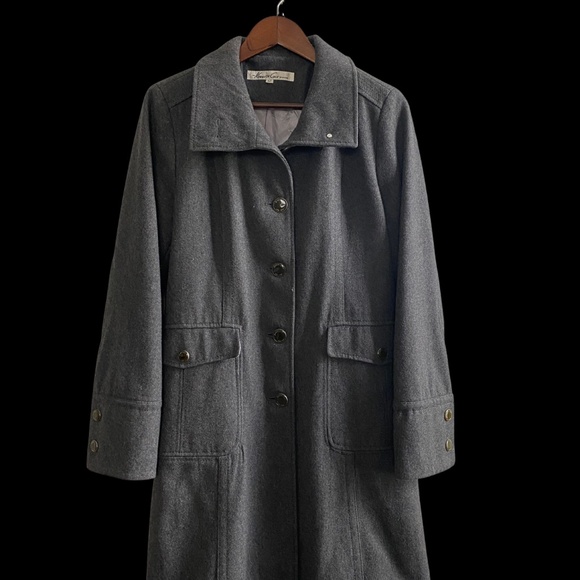 Kenneth Cole Reaction Women's Gray Wool Coat Button Front Long SZ 12 - Picture 1 of 10